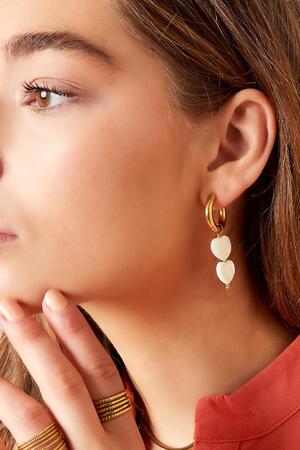 Boucles d'oreilles coeurs perles - collection #summergirls Or blanc Coquilles h5 Image2